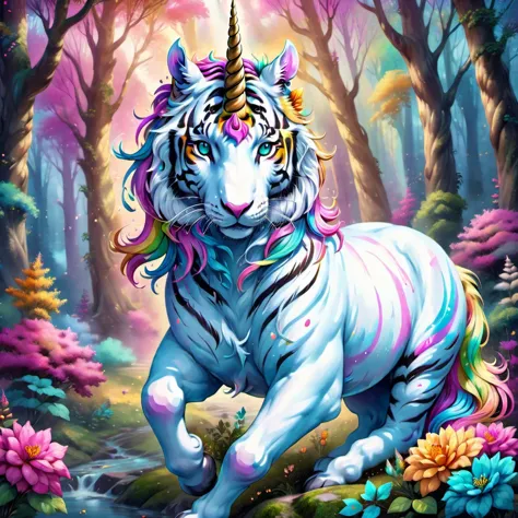 {"prompt": "magic nature unicorn Indian tiger. Soft vibrant Lens, Ultra High Definition, Detailed and Intricate, vivid colors, B...