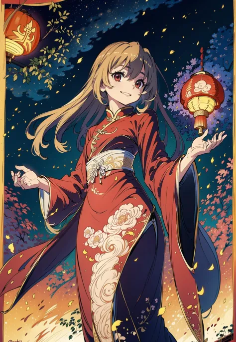 beautiful short aisaka taiga wearing (ultra complex detailed intricate beautiful chinese clothes:1.3),  extremely long hair, chi...