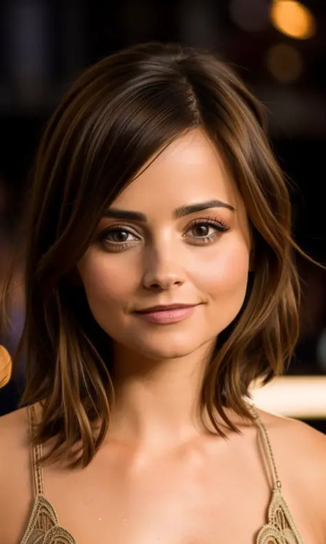 photo of Jenna Coleman, sexy, extremely high quality RAW photograph, detailed background, intricate, Exquisite details and textu...