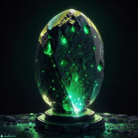 a close up of a glowing crystal ball on a stand