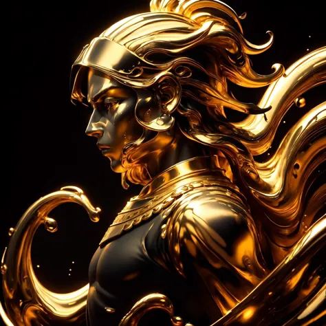 a close up of a statue of a woman with a gold hair