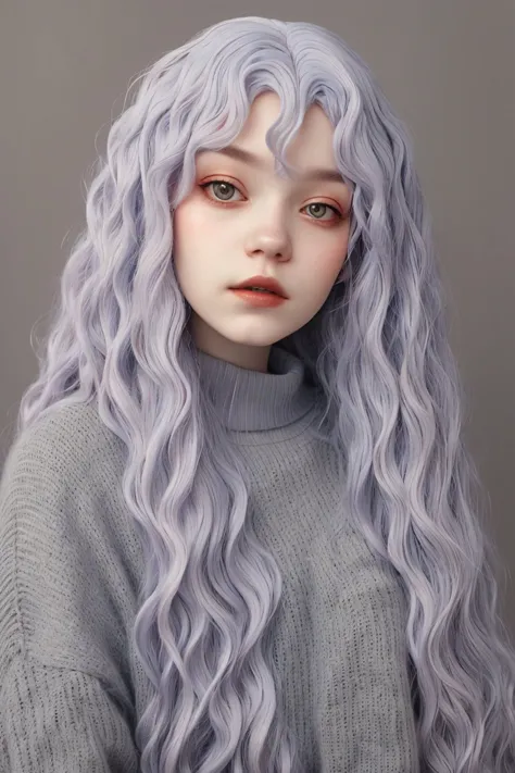 headshot photo of <lora:tenletters_v1:.9> tenletters, focus on face, wearing conservative clothing , her pale heather color hair is styled as Pinned-Back Curly Hair,