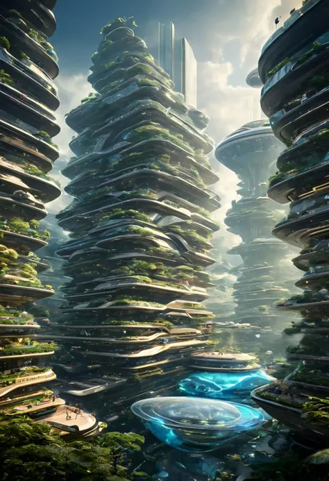 用於未來城市觀光的新型飛行船, 
Residents live in a sizable number of 玻璃 bubble capsules,
The alien colonial cities of the future look like towering ant nests built in Halong Bay filled with 多霧路段, 玻璃 dome, 通訊尖塔地標, 飛機航廈, 空中大眾運輸,
((星際大戰帝都的鋼塔, 《銀翼殺手》中公司總部的魔術方塊與金塔, 宮崎駿天空之城的漂浮王國, 巴黎的地下墓穴裡滿是頭骨, 英國著名建築師夢偵探)),
(未來派:1.2), 一座巨大的鋼鐵軍工工廠, 玻璃, 多霧路段, 太陽, 在雲裡, , 未來派 military planes, 喜怒無常的語氣, 
(真實風景:1.1), (blurred 背景:1.0), [建築物|樹|人群|建築物|樹|人群|建築物|樹|車輛|人群:0.7], (背景, 更多的_細節:0.3) 
很棒的燈光, 堆疊的, 垂直的, 新經典, 未來城市