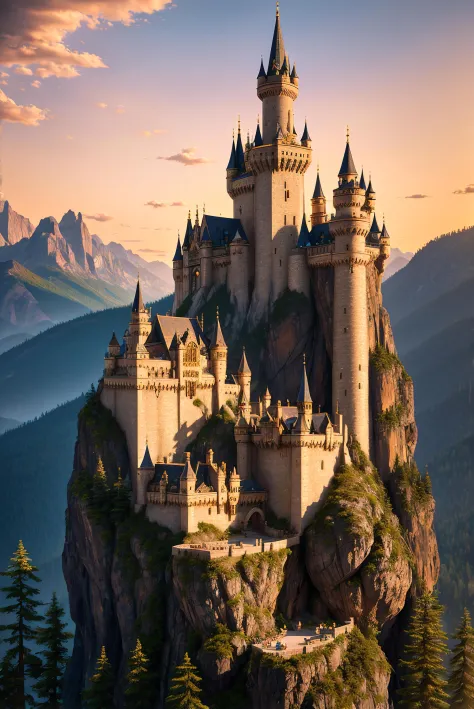 A realistic forbidden wizards castle high up in the mountains with a single road curving to the front gate, pixel art, (intricate details:1.2), hdr, (intricate details, hyperdetailed:1.2), (hyperrealism, soft light, sharp:1.2), (photorealistic:1.6), ((oil ...