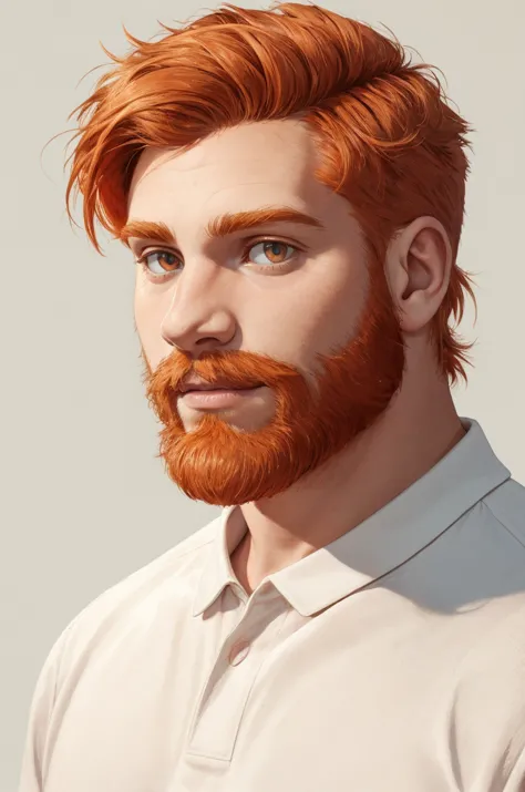 (1man), ginger hair,plain background,