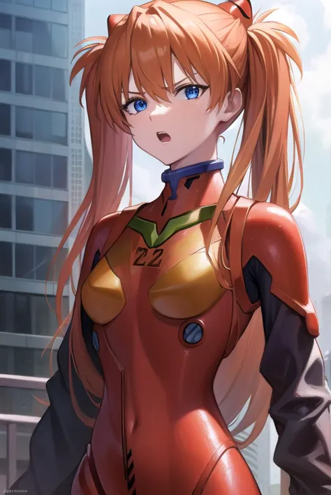 asukalangley, <lyco:asukalangleysouryuu-lyco-nochekaiser:1>,
asuka langley soryu, (souryuu asuka langley:1.5), blue eyes, hair between eyes, headgear, interface headset, orange hair, two side up, <lora:gekioko_v200:0.8>, angry, open mouth,
BREAK bodysuit, long sleeves, plugsuit, red bodysuit,
BREAK outdoors, city,
BREAK looking at viewer, (cowboy shot:1.5),
BREAK <lora:GoodHands-beta2:1>, (masterpiece:1.2), best quality, high resolution, unity 8k wallpaper, (illustration:0.8), (beautiful detailed eyes:1.6), extremely detailed face, perfect lighting, extremely detailed CG, (perfect hands, perfect anatomy),