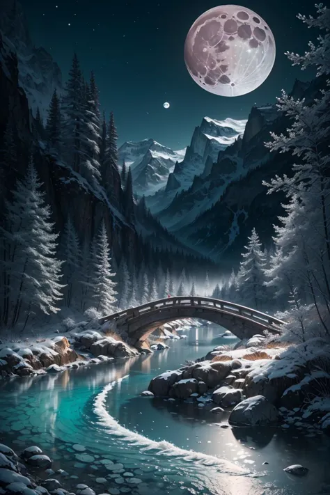 photorealistic,realistic,photography,masterpiece,best quality,ultra-detailed,rchahua,water,moon,blue theme,<lora:rchahuav1-loha-000009:1>,