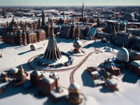 araffature of a city with a lot of buildings and a lot of snow