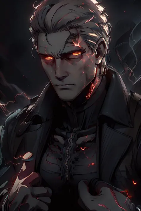 (Albert Wesker:1.4), highly detailed, highres, extremely detailed, detailed background, perfect eyes, perfect face, high quality, detailed face, anime, best quality, masterpiece, 4k, 8k, absurd resolution, cinematic lights, intricate detail, detailed hands, detailed eyes, animation, illustration, back combed hair, (blonde hair:1.4), combed back, hair back, short hair, comb back hair, (1man), back comb haircut, mature male, looking at viewer, shades, sunglasses, 1boy, black shirt, black trench coat, high definition, sharp focus, <lora:neg4all_bdsqlsz_V3.5:1>, OverallDetail, deep shadow, dimly lit, shade, animification, <lora:dreamlookai_lora_db_bb89d853_ckp_9966b693_step_3000_Wesker:0.7> wesker, <lora:Hiroyuki Kitazume:0.4>, edgQuality, Illust-InstaFilter, <lora:beard_slider_v10:-3>, <lora:gender_slider_v1:-4>, Best_QualityPos, Earth-QualityPos, BodyPositive, slick back hair, <lora:AlbertWeskerRE:0.5> AlbertWeskerRE, <lora:neg_bdsqlsz_V2:1>,<lora:hyperdenoiser_v090:0.6>, <lora:hyperrefiner_v090:0.6>, <lora:REAlbertWesker:1> REAlbertWesker, <lora:glowingveins-nvwls-v1:1> glowingveins, red theme, glowing veins, electricity, Standing with one hand on the hip, the other arm extended, (full body),