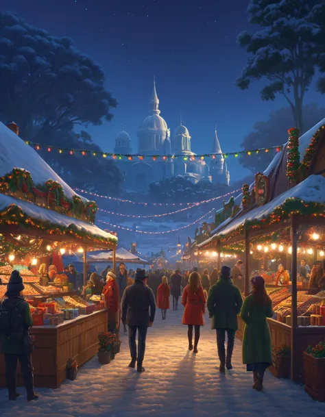 a chrsitmas market in suburban australia, Darrell K Sweet, artstation, concept art, digital art