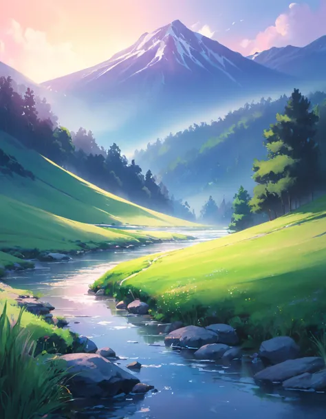 peinture à l'aquarelle d'un magnifique paysage artistique par Ilya Kuvshinov, Lois van Baarle, Sam Yang, Ross Tran, WLOP et Artgerm, art numérique, très détaillé, complexe, netteté, tendance sur le siège social d&#39;artstation, Deviantart, Pinterest, moteur irréel 5, Image 4K UHD