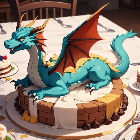 CakeStyle dragon. Marzipan cake shaped like dragon. <lora:CakeStyle:0.55>