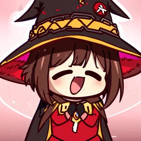 <lora:lovelysmile1.0:0.8>,
open mouth,smile,blush,^ ^,own hands together,simple background,
<lora:KonosubaMegumin-v1:0.8>,1girl,ChopioMegumin,outfit_1,witch hat,collar,cape,red dress,long sleeves,fingerless gloves,
(masterpiece:1,2),best quality,masterpiece,highres,original,extremely detailed wallpaper,absurdres,deta,
perfect lighting,(extremely detailed CG:1.2),<lora:neg4all_bdsqlsz_V3.5:1>,detailed face,beautiful face,(detailed eyes, deep eyes),, masterpiece,best quality,ultimate details,highres,8k,wallpaper,extremely clear,