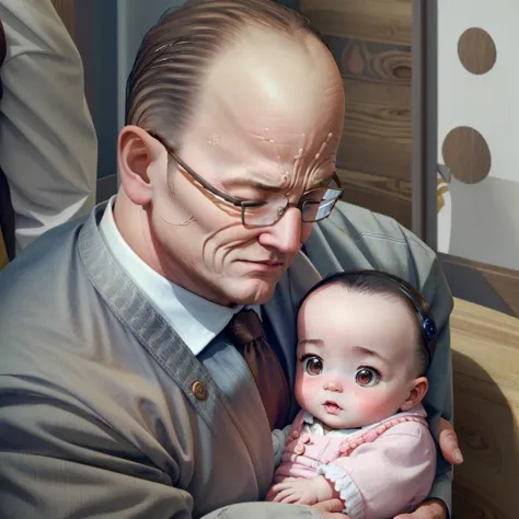 there is a man holding a baby in his arms