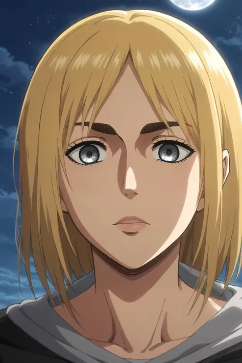 score_9, score_8_up, score_7_up, source_anime, rating_safe, intricate details, anime screencap, , official style, looking at viewer, , 1girl, grey eyes, ash blonde hair,, solo, close-up, plane, night, full moon, leaning back, squinting, <lora:shingeki_no_kyojin_style_pony:0.8>, shingeki_no_kyojin_style, <lora:sdxl_lightning_8step_lora:1>