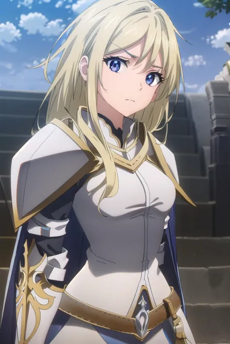 femaleknight, <lyco:femaleknight-lyco-nochekaiser:1>, 
female knight, long hair, blue eyes, blonde hair,
break weapon, sword, ca...