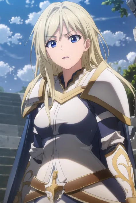 femaleknight, <lyco:femaleknight-lyco-nochekaiser:1>, 
female knight, long hair, blue eyes, blonde hair,
break weapon, sword, ca...