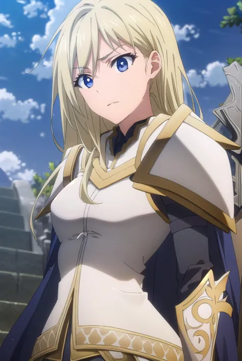 femaleknight, <lyco:femaleknight-lyco-nochekaiser:1>, 
female knight, long hair, blue eyes, blonde hair,
break weapon, sword, ca...