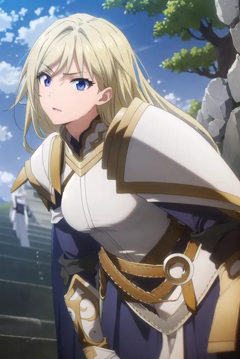 femaleknight, <lyco:femaleknight-lyco-nochekaiser:1>, 
female knight, long hair, blue eyes, blonde hair,
break weapon, sword, ca...