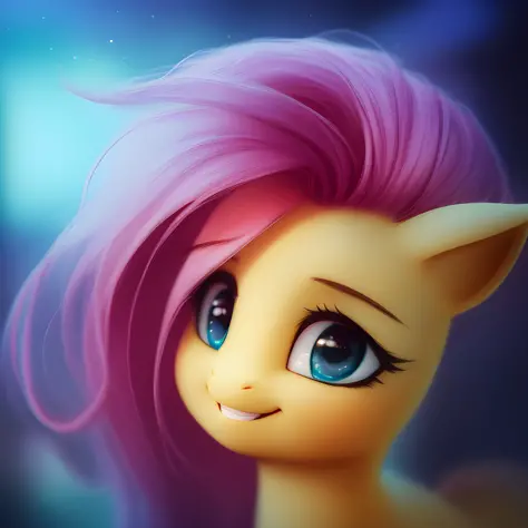 ((pony)), fluttershy, (masterpiece), (8k), Smile, (raytracing), (best quality), (cinematic lighting), triadic lighting, (photo background), best quality, High Definition, light particles, highres, by wlop, artgerm, embellishments