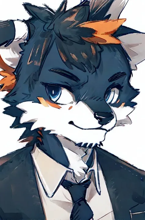 there is a drawing of a fox wearing a suit and tie