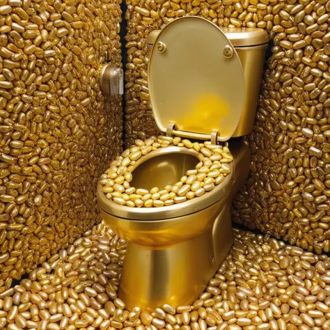 toilet made of gold jellybeans <lora:Jelly_Beans:0.8>