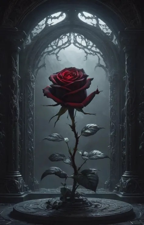 (黑暗魔法), (嚴峻),
阿納托芬斯塔克的玫瑰,
(複雜的細節), (超詳細的), 8k 高動態範圍, 高細節, 很多細節, 高品質, 柔和的電影燈光, 戲劇性的氣氛, 大氣透視