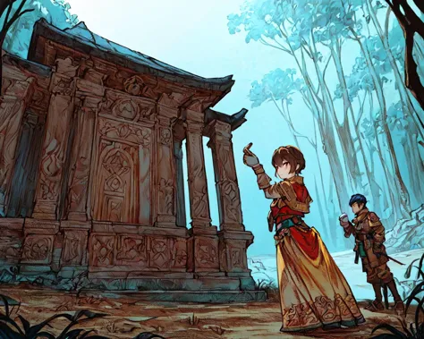 <lora:FFTJobs:0.8>  group of adventurers exploring some temple ruins in the middle of the forest,
(masterpiece),  best quality, ...
