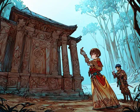 <lora:FFTJobs:0.8>  group of adventurers exploring some temple ruins in the middle of the forest,
(masterpiece),  best quality, highres, 4k, 8k, Detailed Illustration, intricate detail, cinematic lighting, amazing quality, 1girl, fit female, amazing shading, soft lighting, facing camera, perfect eyes