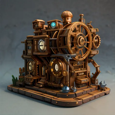 <lora:isometricview:0.7>, isometric view of a steampunk workshop, miniature || masterpiece, 8k, high resolution, shallow depth of field, sharp focus, incredible detail