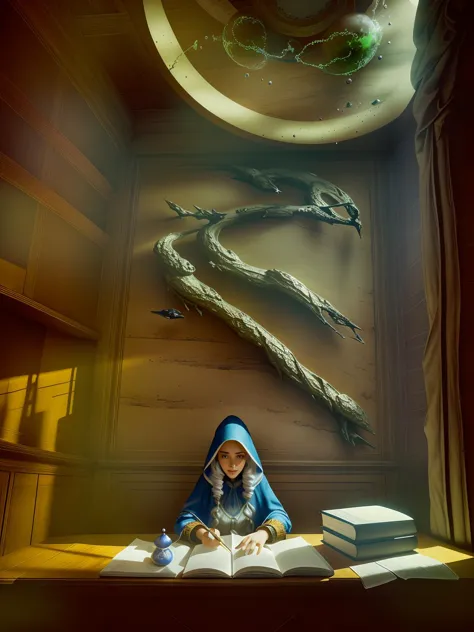 a cute sorceress in her study room, m1sc4tonic,
(masterpiece), realistic,
Photographic Realism,
3d rendering, octane rendering,<hypernet:m1sc4tonic-2250:1>,