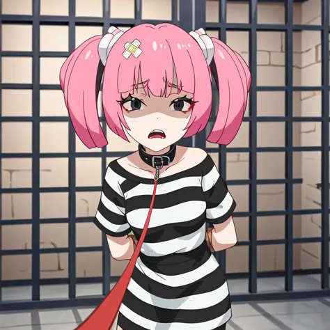 score_9, score_8_up, score_7_up, source_anime, source_hentai, screencap, masterpiece, nsfw,
1girl, <lora:sango.pony:1>, sango, pink hair, small breasts, prison clothes,
indoors, prison cell, dungeon, (shaded face:0.8), (scared:0.5), bound arms, looking at viewer, collar, viewer holding leash,