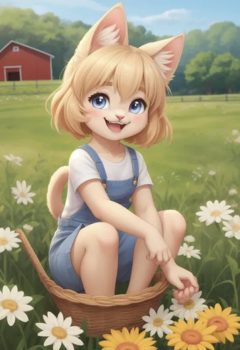 An adorable joyous kitten farmer,