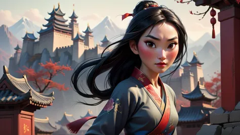 highly detailed photo of princess Mulan <lora:princess_xl_v2:0.5>, disney style, beautiful face, castle in background, cleavage,...