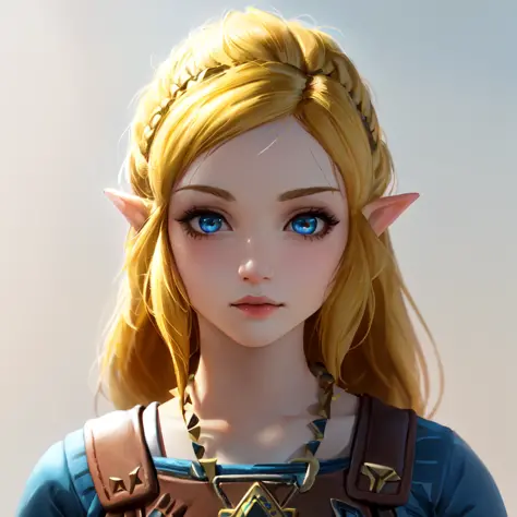 official, 1girl, blonde hair, blue eyes, (in the style of Ocarina of time:1.2), (masterpiece:1.2), (best quality:1.2), Amazing, highly detailed, beautiful, finely detail, Depth of field, extremely detailed CG unity 8k wallpaper,