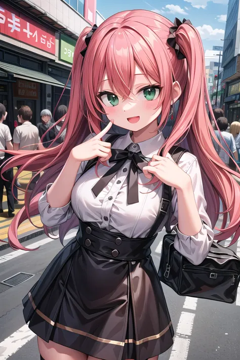 insanely detailed, absurdres, ultra-highres, ultra-detailed, best quality,
1girl, solo, nice hands, perfect hands,
BREAK
(wearing harajuku-style coordinate),
happy smile, laugh, open mouth,
dynamic pose,
45 angle, cowboy shot,
BREAK
slender, kawaii, perfect symmetrical face, ultra cute girl, ultra cute face, ultra detailed eyes, ultra detailed hair, ultra cute, ultra beautiful,
BREAK
in harajuku, shibuya, tokyo, street, crowd, cityscape,
medium large breasts,
BREAK
long hair, orange hair, medium hair, messy hair, green eyes, hair between eyes