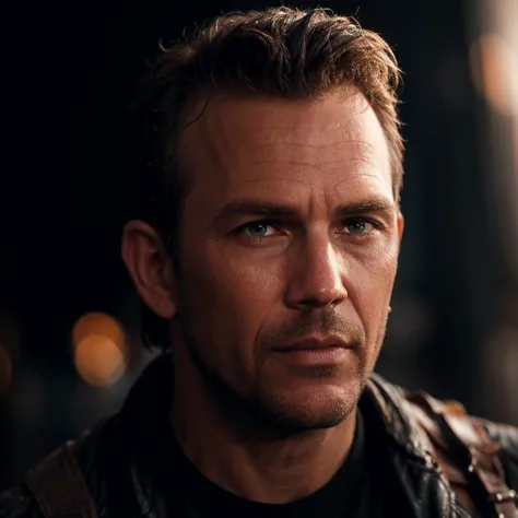 a man in a leather jacket looking at the camera