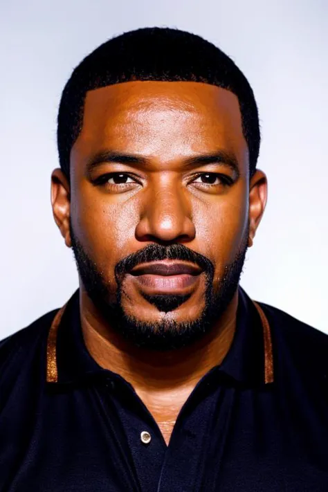 a close up of a man with a beard and a black shirt