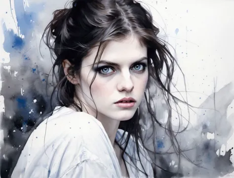 <lora:alexandradaddario_SDXL:0.5> Alexandra Daddario, ohwx mixed with <lora:esme_sdxl:0.5> esme , art by Agnes Cecile ,art by Ja...