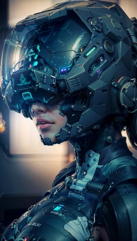 ((Best quality)), ((masterpiece)), (highly detailed:1.3), 3D,rfktr_technotrex, beautiful cyberpunk woman with voluminous hair, hacking a computer terminal (wearing head-mounted display that is chunky and hi-tech:1.2),computer servers, LCD screens, fibre op...