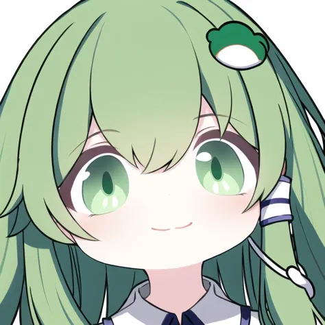 anime girl with green hair and green eyes wearing a school uniform