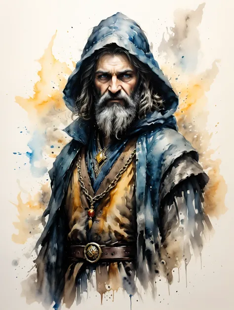 Thorin had a white beard and wore a sky-blue hood with a long silver tassel. Around his neck he wore a golden chain, upon which ...