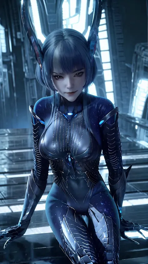 a close up of a person in a futuristic suit on a platform