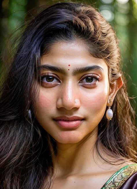 a close up of a woman with long hair and a brown dress