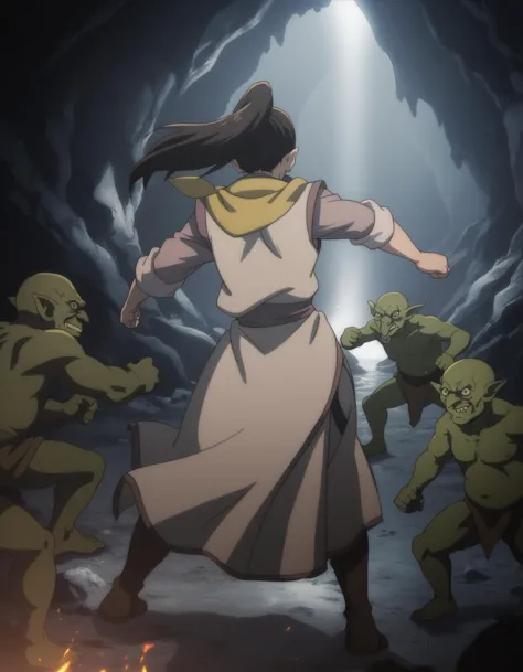 a woman in a white dress is surrounded by zombies