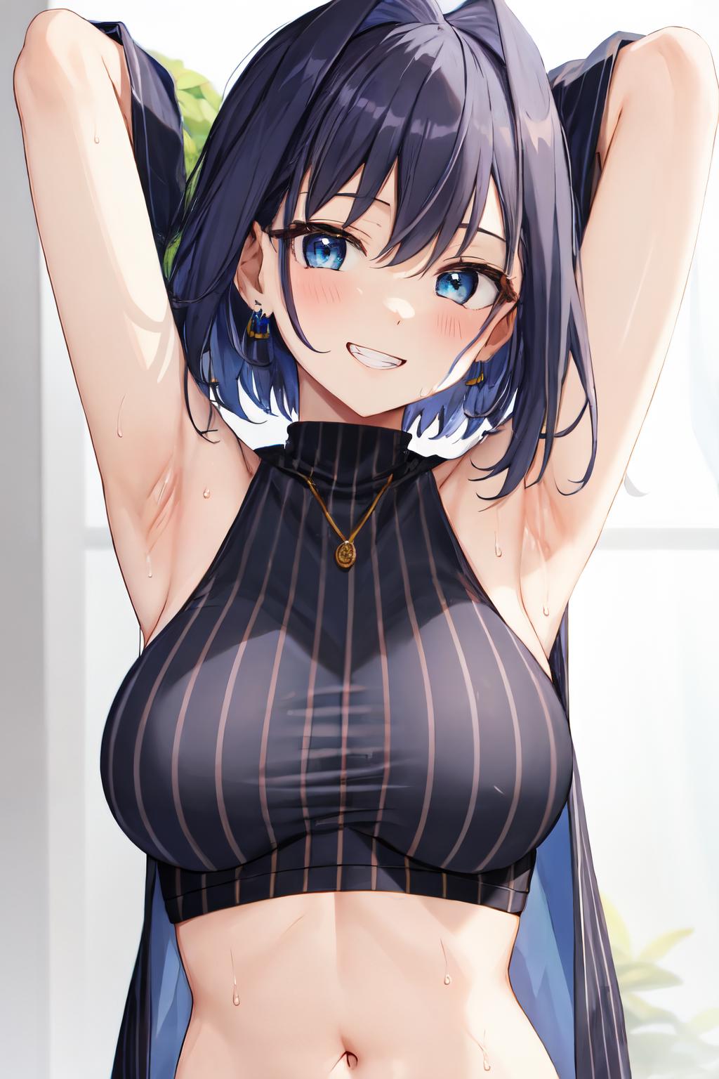 Anime girl with big breast posing in a sexy outfit - SeaArt AI