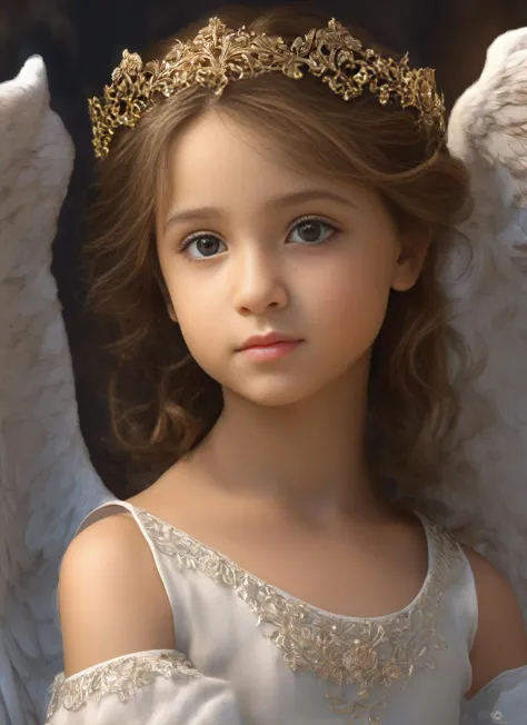 a close up of a young girl wearing a tiable and a crown