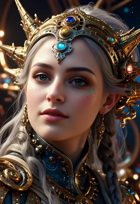 Cosmic Steampunk Elves;  intricate, entropy, gravitational pull, space dust, Heavenly, beautiful, ultra detailed, ultimate details, amazing details, super sharp details, masterful, (masterpiece:1.2), intricate details, best quality, high quality, rich vibrant vivid colors, ultra high res, cinematic still, 4k, 8k uhd, extremely intricate, extremely detailed, amazing, fine detail, high resolution, perfect, wonderful, ultrarealistic, photorealistic glowing, shine, shiny