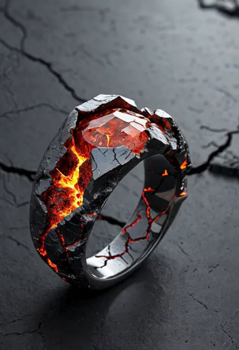 a close up of a ring with a lava inside of it