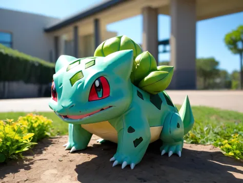 a candid photo of the Pokemon Bulbasaur in its natural environment on a sunny day

high fidelity, clarity, realistic lighting, realistic shadows, Nikon 70d, 70mm, subsurface scattering, HDR, chromatic aberration, volumetrics dtx